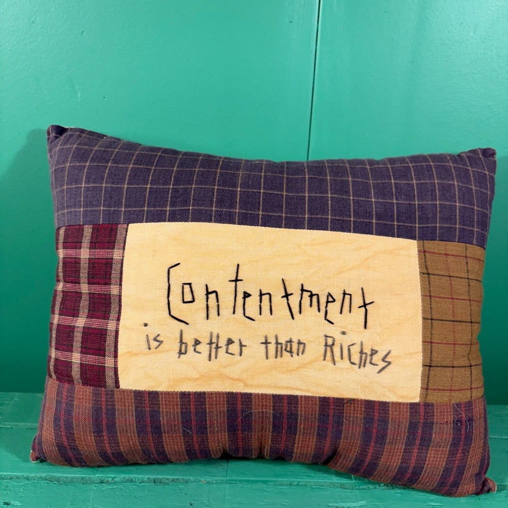 Plaid Accent Pillow with Inspirational Quote